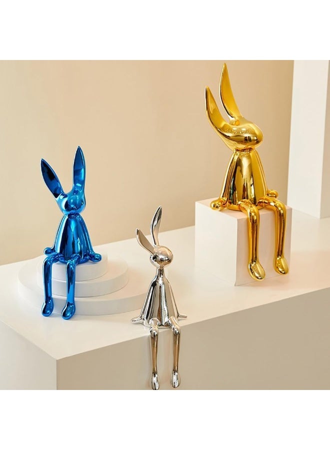 YINZUO Set of 3 Modern Bunny Sculptures - Abstract Sitting Rabbit Figurines for Home and Office Décor