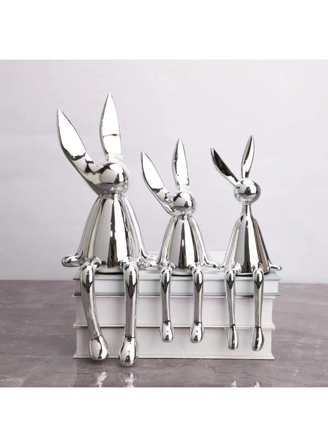YINZUO Set of 3 Modern Bunny Sculptures - Abstract Sitting Rabbit Figurines for Home and Office Décor