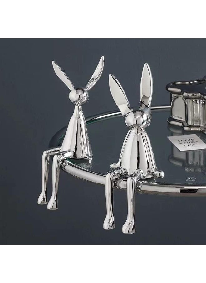 YINZUO YINZUO Set of 3 Modern Bunny Sculptures - Abstract Sitting Rabbit Figurines for Home and Office Décor  - Image 2