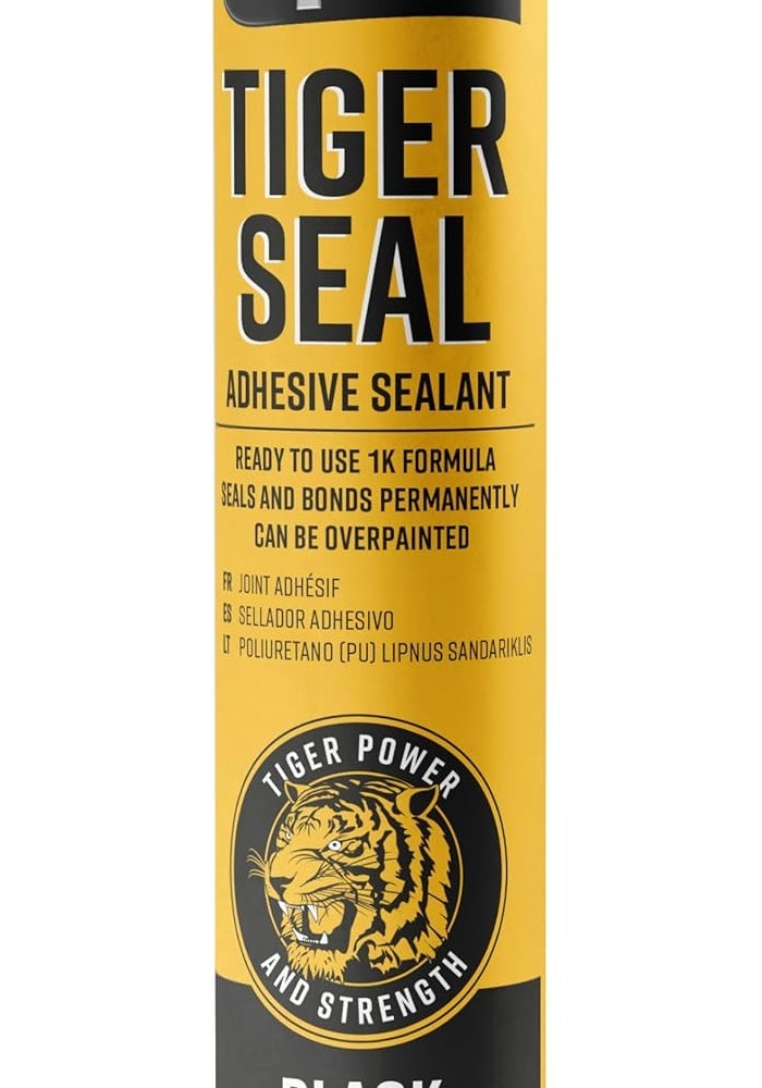 U-POL Black TIGER SEAL Adhesive Sealant - 310ml Cartridge for Permanent Bonding