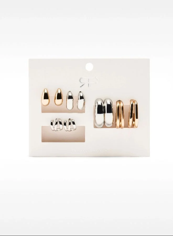 PARFOIS Set Of Bicolor Open Hoop Earrings