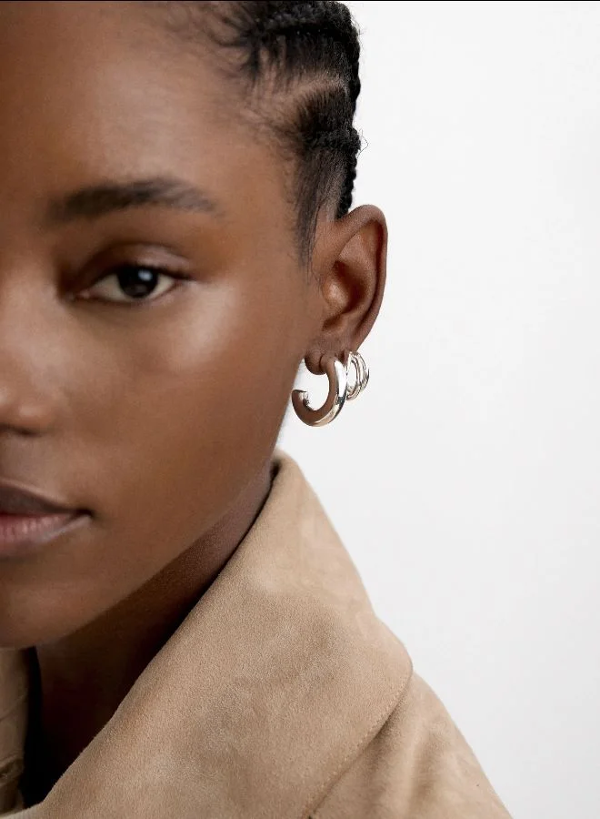 PARFOIS Set Of Bicolor Open Hoop Earrings