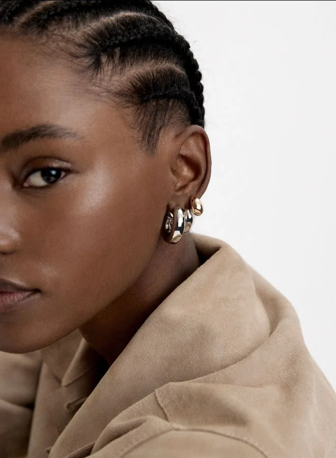 PARFOIS Set Of Bicolor Open Hoop Earrings