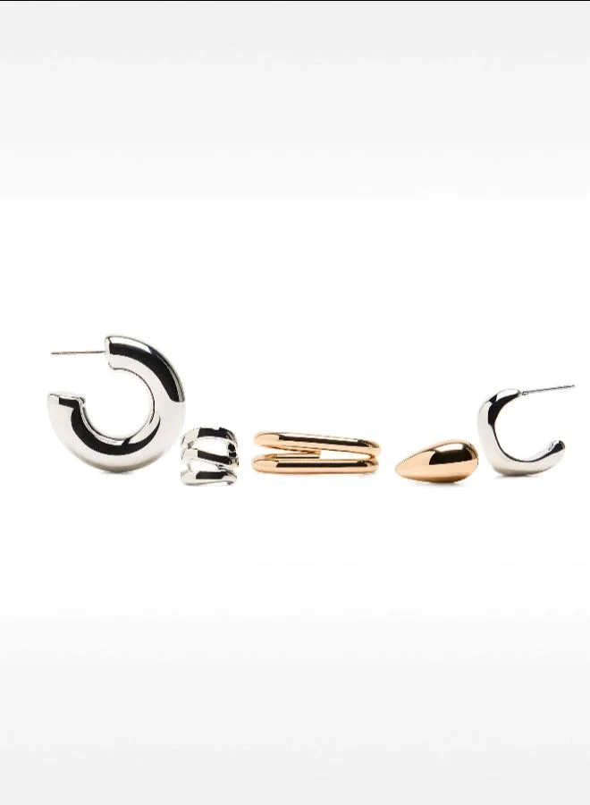 PARFOIS Set Of Bicolor Open Hoop Earrings
