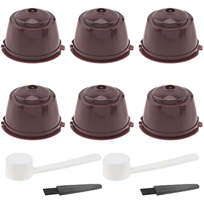 SYOSI 6Pcs Reusable Coffee Capsule For Nescafe Dolce Gusto Machine  Reusable Refillable Coffee Capsule Filter Cup Kit With Cleaning Brush And Measuring Spoon - Image 1