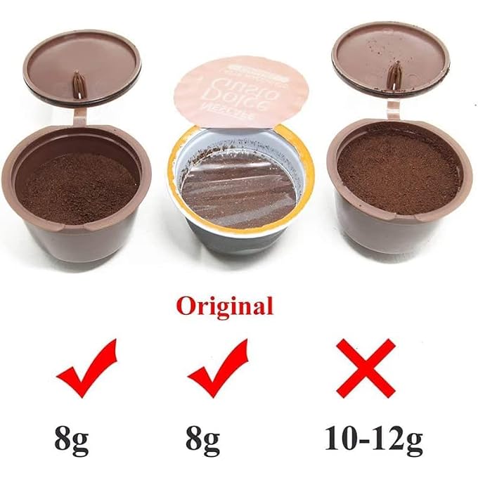 SYOSI 6Pcs Reusable Coffee Capsule For Nescafe Dolce Gusto Machine  Reusable Refillable Coffee Capsule Filter Cup Kit With Cleaning Brush And Measuring Spoon - Image 4