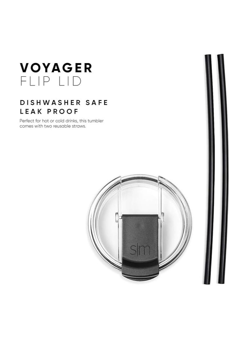 سيمبل مودرن كوب قهوة للسفر مع غطاء قابل للطي | ترمس معزول من الفولاذ المقاوم للصدأ قابل لإعادة الاستخدام لتحضير القهوة المثلجة | هدايا للنساء والرجال له ولها | مجموعة فوييجر | 12 أونصة | وردي - Image 5