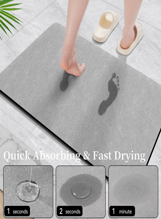 Earcu Bath Mat Rugs 24x17 - Diatomaceous Earth Bath Mat Quick Dry Absorbent Bathroom Rugs Rubber Non Slip Thin Bathroom Mat Fit Under Door, Bath Mats for Bathroom Floor, Tub and Shower, Sink, Grey - Image 2