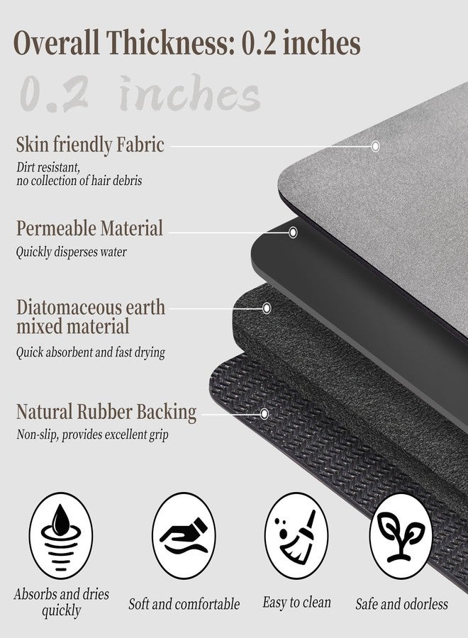Earcu Bath Mat Rugs 24x17 - Diatomaceous Earth Bath Mat Quick Dry Absorbent Bathroom Rugs Rubber Non Slip Thin Bathroom Mat Fit Under Door, Bath Mats for Bathroom Floor, Tub and Shower, Sink, Grey - Image 4