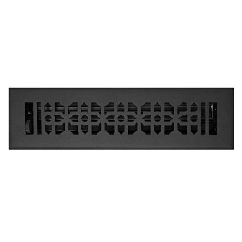 Madelyn Carter Contemporary Cathedral Style Vent Cover, Solid Cast Aluminum Interior, Controls Air Flow, 2 x 12 inches (Overall Face: 3.75 x 13.5 inches), Matte Black - Image 1