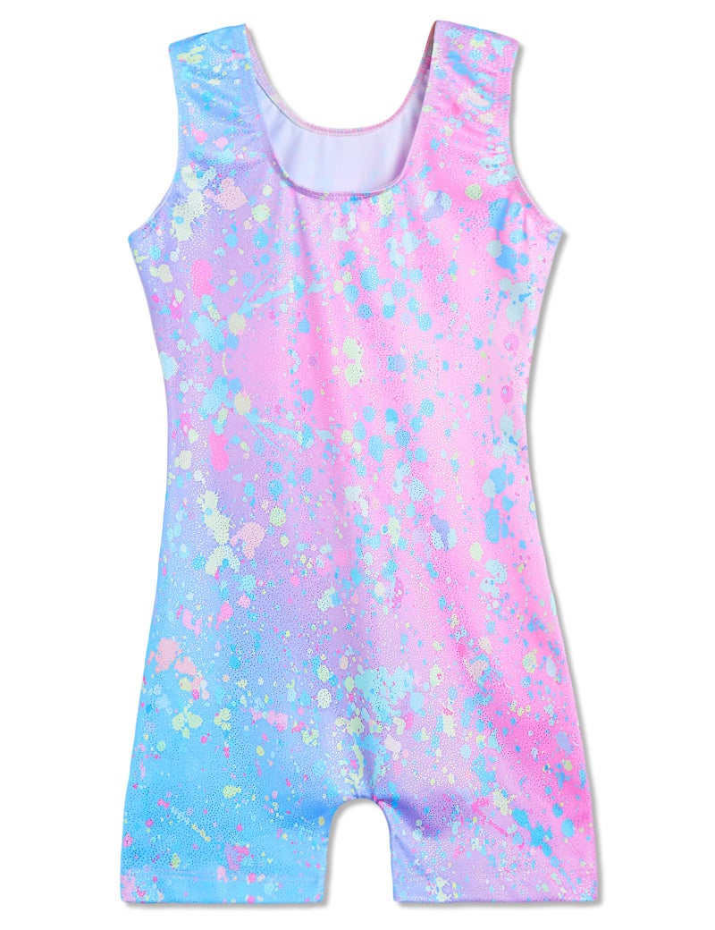 Domusgo Girls Gymnastics Leotard Size 6-7 Years Old Graffiti Dot One Piece Sleeveless Biketard Sparkle Tumbling Bodysuits - Image 2