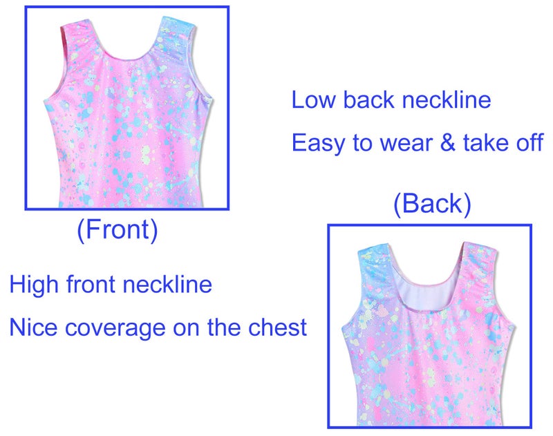 Domusgo Girls Gymnastics Leotard Size 6-7 Years Old Graffiti Dot One Piece Sleeveless Biketard Sparkle Tumbling Bodysuits - Image 3