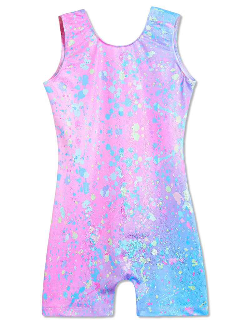 Domusgo Girls Gymnastics Leotard Size 6-7 Years Old Graffiti Dot One Piece Sleeveless Biketard Sparkle Tumbling Bodysuits - Image 1