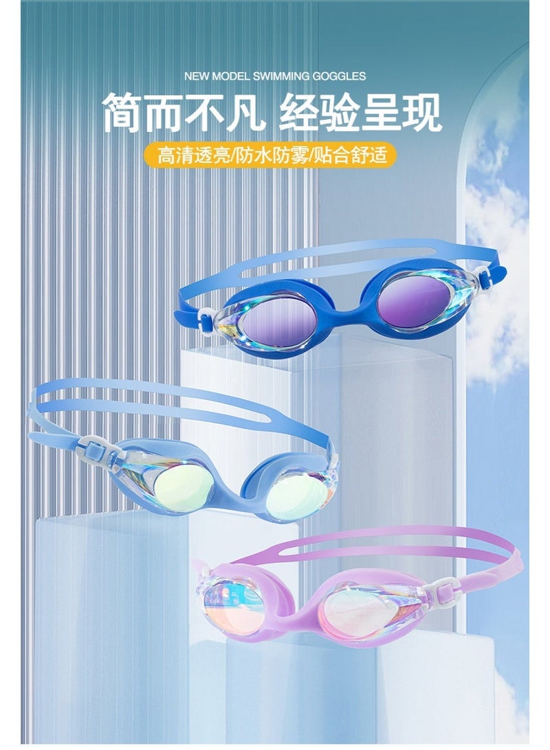 Dolphin 5016 Anti-Fog & UV Swimming Goggles for Adults Mirrored Lenses Silicone Straps With Box & Earplugs, Light Purple - Image 3