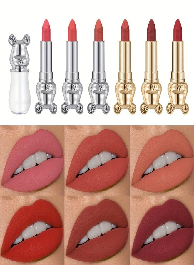 GEGE BEAR Cute Velvet Matte Lipsticks for Women, Matte Waterproof Smudgeproof Long Lasting Nude Brown Pink Red Maroon Crayon Velvet Smooth Bullet Lipstick (#06- CORAL SUNSET, PACK OF 1) - Image 5