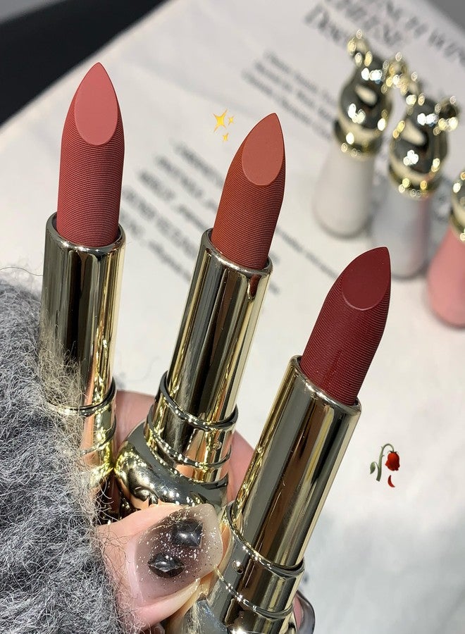 GEGE BEAR Cute Velvet Matte Lipsticks for Women, Matte Waterproof Smudgeproof Long Lasting Nude Brown Pink Red Maroon Crayon Velvet Smooth Bullet Lipstick (#06- CORAL SUNSET, PACK OF 1) - Image 4