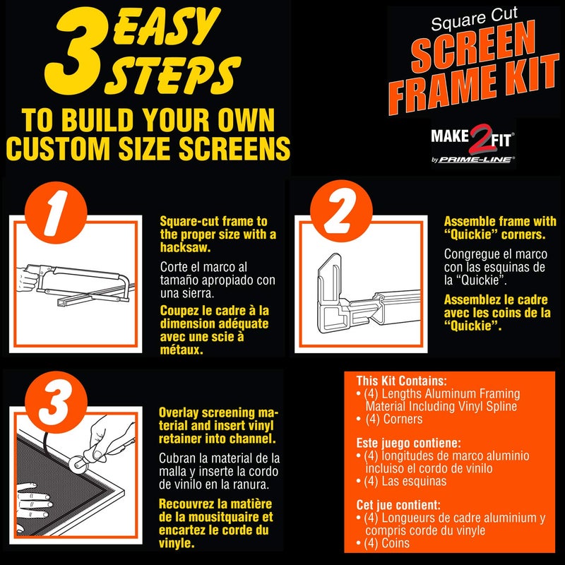 Prime-Line PL 7806 Aluminum Screen Frame Kit, 5/16 inch x 3/4 inch x 36 inch, Bronze, Set of 1 - Image 2