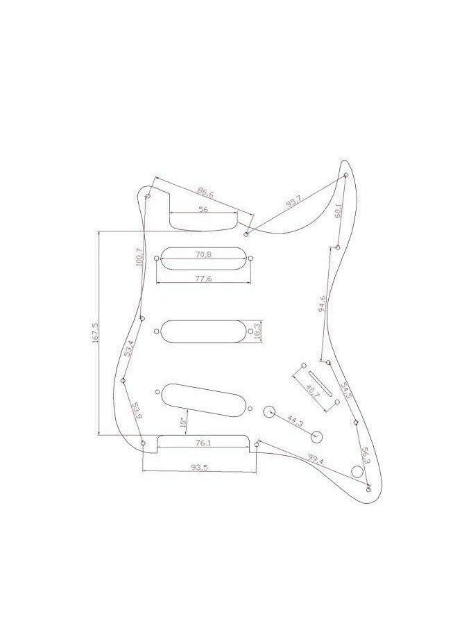 Bukela 11 Hole ST/Strat Style Pickguard SSS Pick Guard for USA/Mexico Stratocaster/Strat Aged White 3 Ply - Image 4