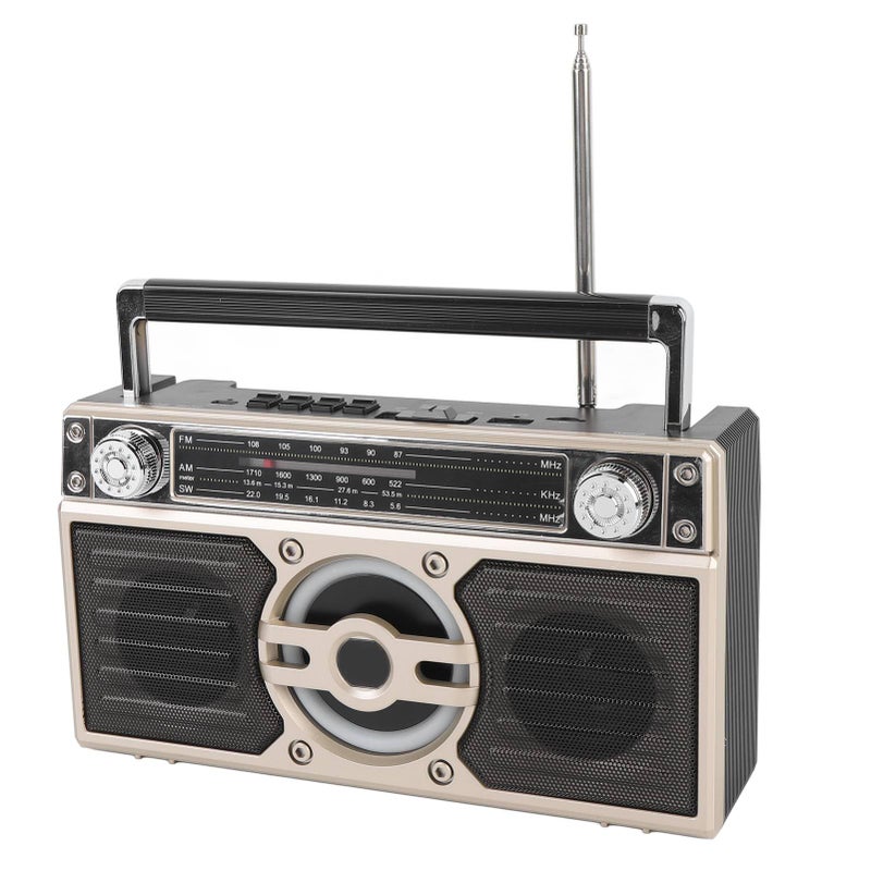 راديو محمول AM FM SW مع سماعة بلوتوث، قابل لإعادة الشحن، هوائي قابل للسحب، أسود - Image 2