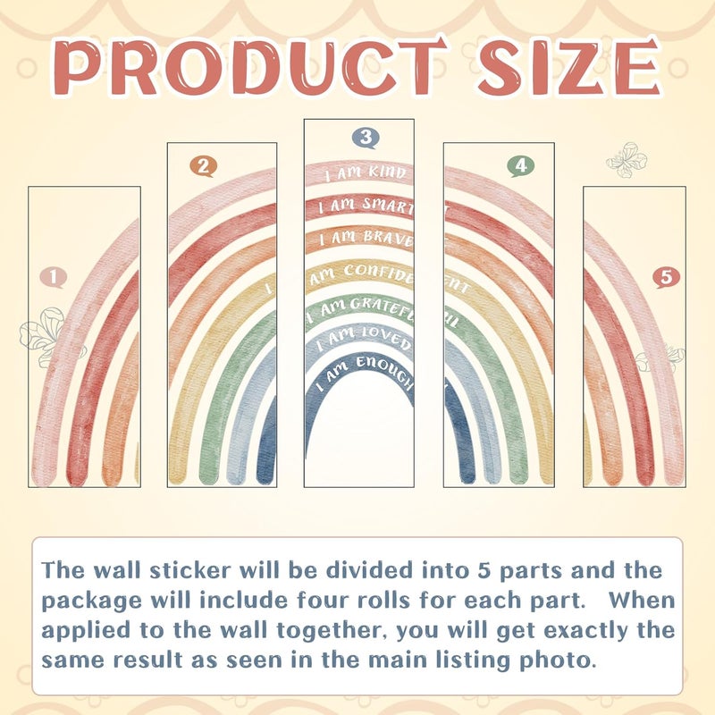 Tinideya Watercolor Rainbow Wall Decal - Image 3