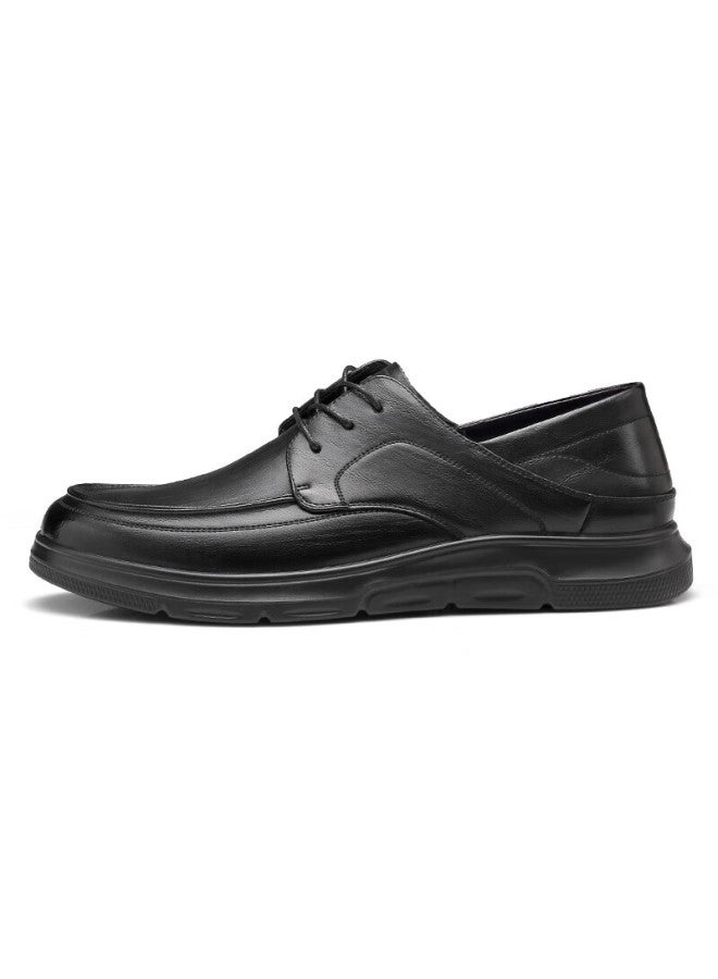 Strongman Qiangren Large Size Casual Leather Shoes, Breathable Cowhide Comfortable Lace-up Men's Shoes, Jda2387096, Black, Size 46 - Image 5