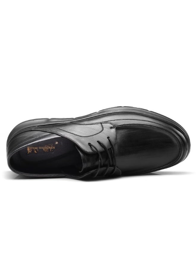 Strongman Qiangren Large Size Casual Leather Shoes, Breathable Cowhide Comfortable Lace-up Men's Shoes, Jda2387096, Black, Size 46 - Image 3