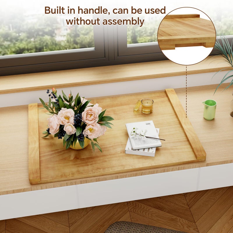 Oenalw Noodle Board - Stove Top Cover for Electric, Gas, Wooden Stove - Decorative Rustic Kitchen Serving Tray, 30'' * 22'', Bright Wood - Image 5