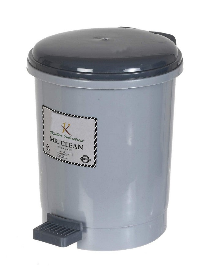 Kuber Industries 2.5 Liter Mini Desktop Plastic Dustbin With Lid|Small Dustbin For Kitchen, Office, Car|Tiny Garbage Trash Bin (Grey), Manual Lift - Image 1