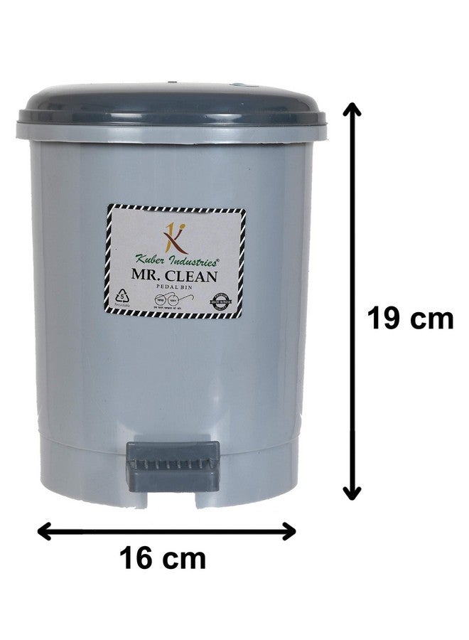 Kuber Industries 2.5 Liter Mini Desktop Plastic Dustbin With Lid|Small Dustbin For Kitchen, Office, Car|Tiny Garbage Trash Bin (Grey), Manual Lift - Image 2