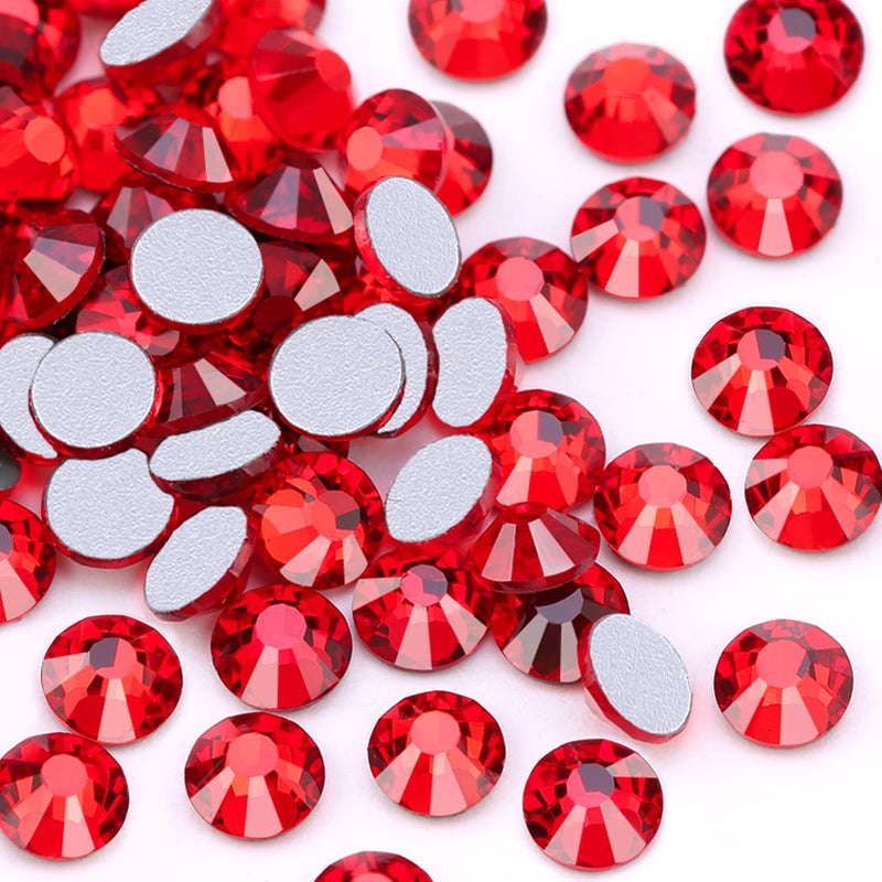 Dowarm 1440 Pieces SS10 Flatback Rhinestones 28MM Flatback Crystal Rhinestones for Craft Nails Dance Costumes Non Hotfix RedSiam