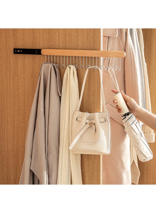 Pull Out Bra Hanger, for Closet, Sliding Hooks Rack, for Belt Ties Tank Top Scarf Jewelry, Space Saving Organizr, for Wardrobe Cabinet, Right Side 12 Hooks Rail, 2 Pcs - Image 2