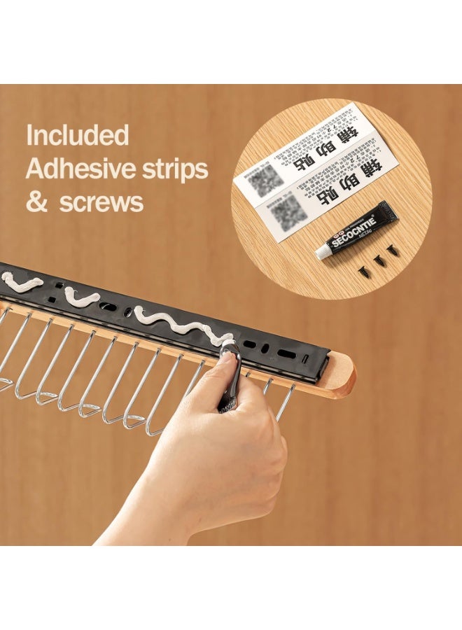 Pull Out Bra Hanger, for Closet, Sliding Hooks Rack, for Belt Ties Tank Top Scarf Jewelry, Space Saving Organizr, for Wardrobe Cabinet, Right Side 12 Hooks Rail, 2 Pcs - Image 5