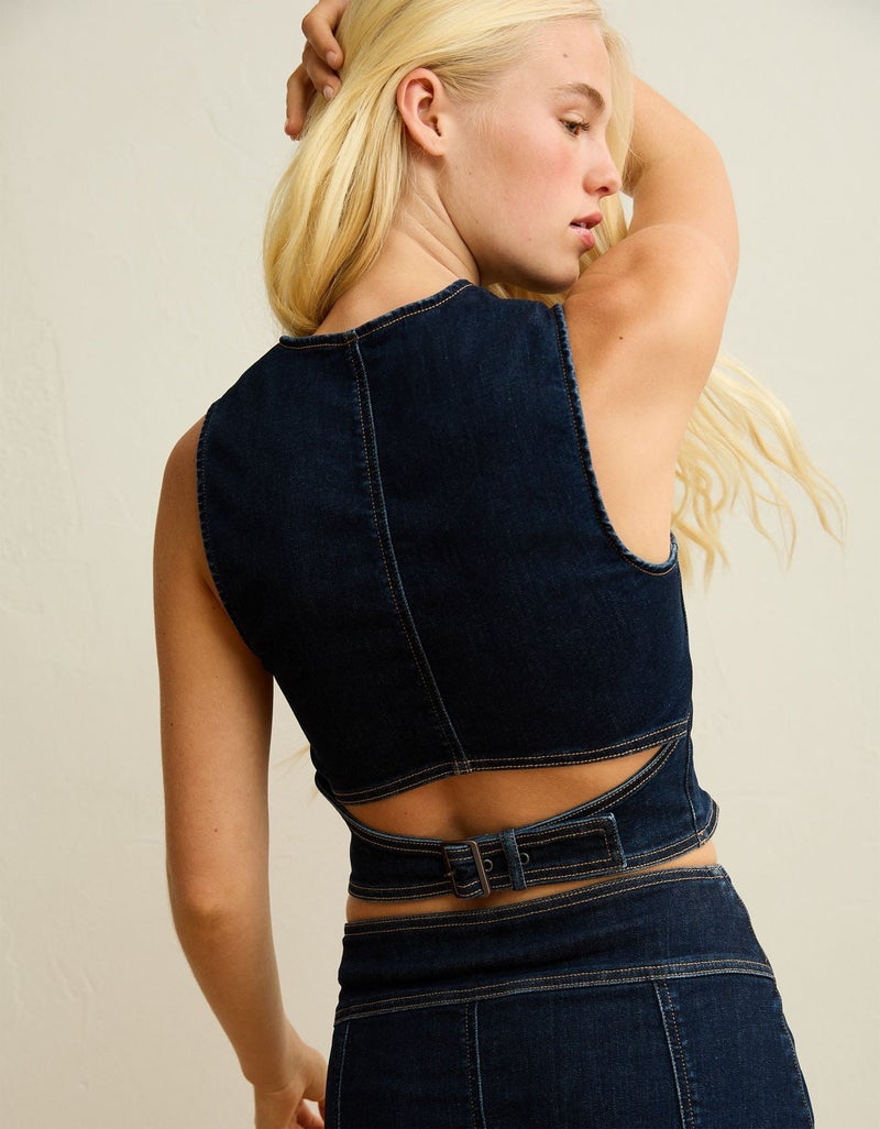 American Eagle AE Button-Up Denim Vest - Image 2