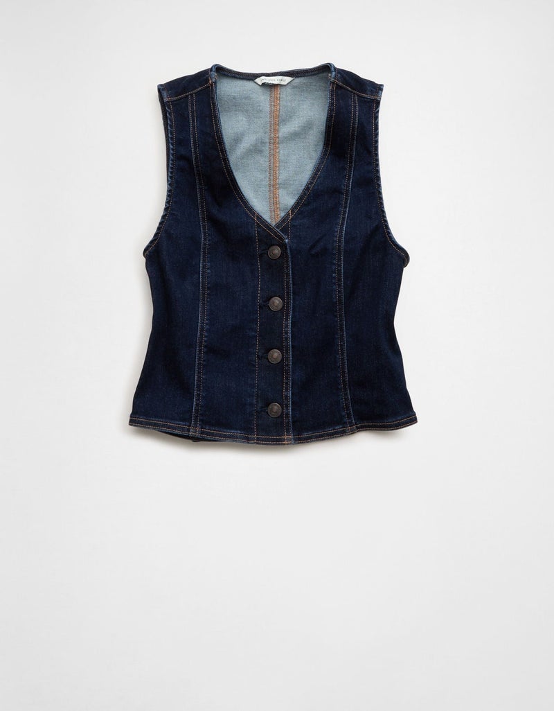 American Eagle AE Button-Up Denim Vest - Image 4