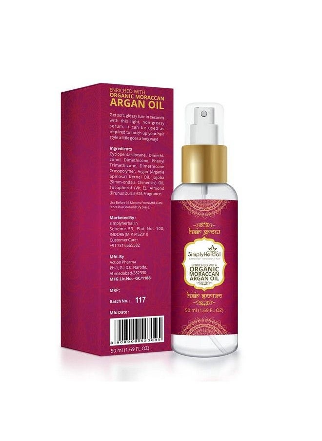 Simply Herbal - Organics Moroccan Argan Oil Total Repair Instant Smoothing Hair Serum For Frizzy Hair To Dry Hair Enriched With Jojoba And Almond 50 Ml - Image 1
