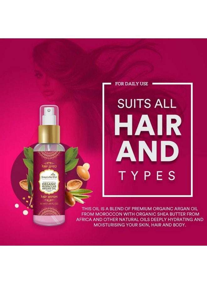 Simply Herbal - Organics Moroccan Argan Oil Total Repair Instant Smoothing Hair Serum For Frizzy Hair To Dry Hair Enriched With Jojoba And Almond 50 Ml - Image 1