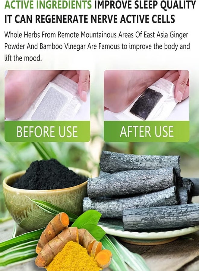 Sefudun Natural Bamboo Vinegar Ginger Powder Foot Pads | Deep Cleansing Foot Paches For Stress Relief, Better Sleep Suitable For Travel Or Home Use（10 Pieces） - Image 5
