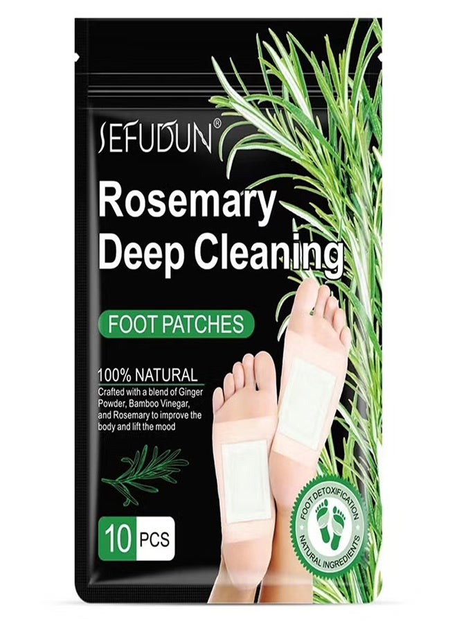 Sefudun Natural Bamboo Vinegar Ginger Powder Foot Pads | Deep Cleansing Foot Paches For Stress Relief, Better Sleep Suitable For Travel Or Home Use（10 Pieces） - Image 1