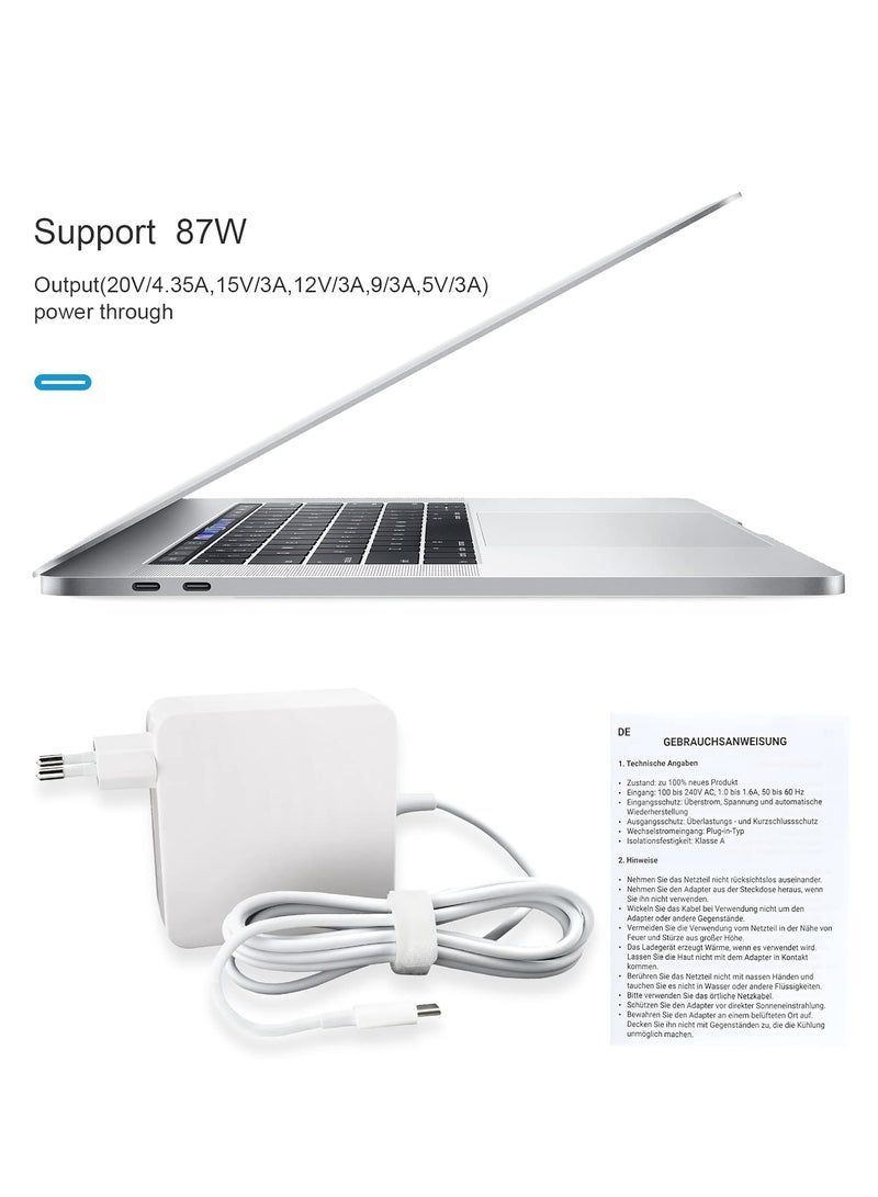 شاحن USB C 87 واط لجهاز ماك بوك برو 13 بوصة 15 2016-2021 A1707 1719 A1990 A2251 A2289 61 لماك اير 2018 2019 20 من نيغساي وO وأجهزة أخرى النوع فولت - 4.3 امبير - Image 2