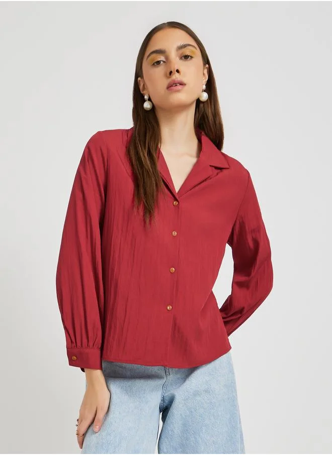 Take Two Take Two Textured Balloon Sleeve Regular Fit Shirt
