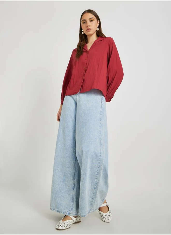 Take Two Take Two Textured Balloon Sleeve Regular Fit Shirt
