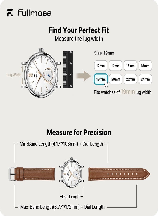 Fullmosa Watch Band, Quick Release Leather Watch Strap for Men Women, Replacement Bands Width 14mm 16mm 18mm 19mm 20mm 21mm 22mm 24mm - Image 5