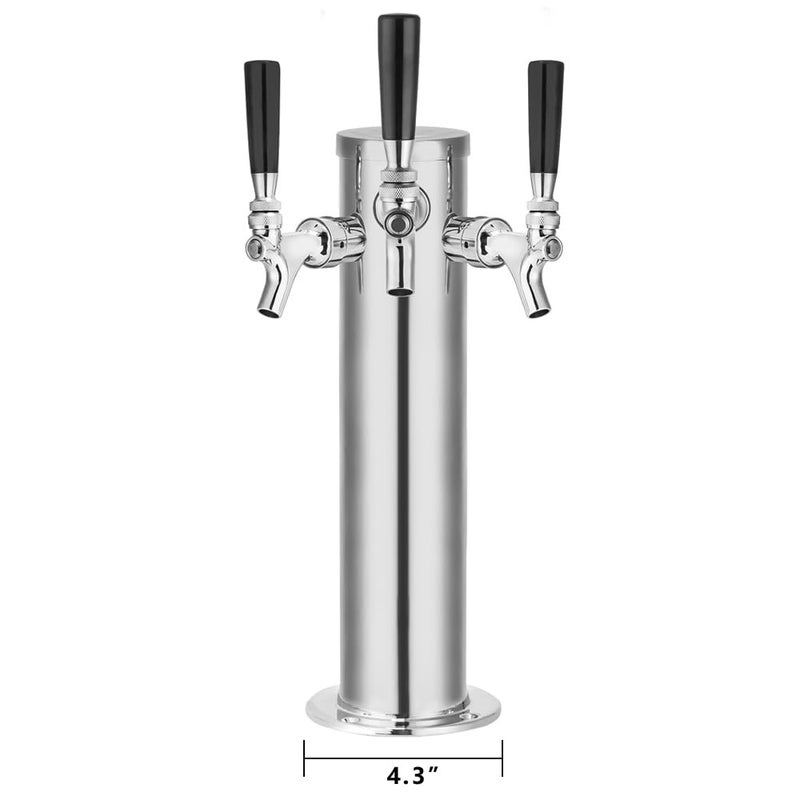 TMCRAFT برج توزيع البيرة ثلاثي الصنابير من TMCRAFT، مجموعة برج بيرة من الفولاذ المقاوم للصدأ المصقول مع أنابيب مُجمعة مسبقًا وصنابير ذات إغلاق ذاتي للحفلات، الحانات، الحانات، والمطاعم - Image 2