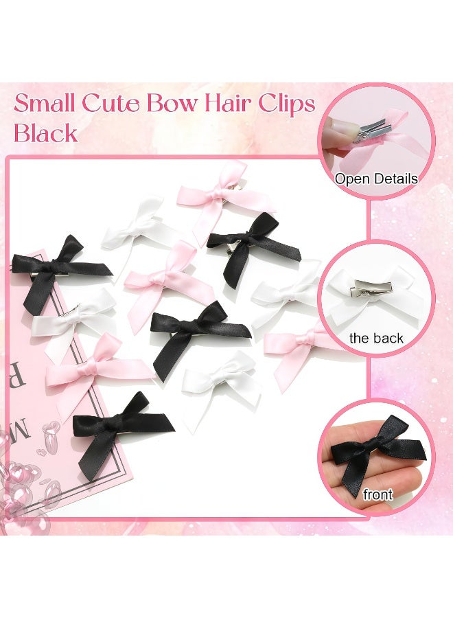 Lesha 24PCS Bow Hair Clips, Pink Satin Material Mini Bowknot Ribbons for Hair Design, Non-Slip Hair Clips Cute Barrettes for Women and Girls - Image 2