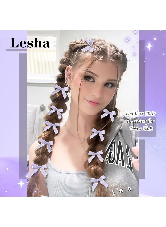 Lesha 24PCS Bow Hair Clips, Pink Satin Material Mini Bowknot Ribbons for Hair Design, Non-Slip Hair Clips Cute Barrettes for Women and Girls - Image 4
