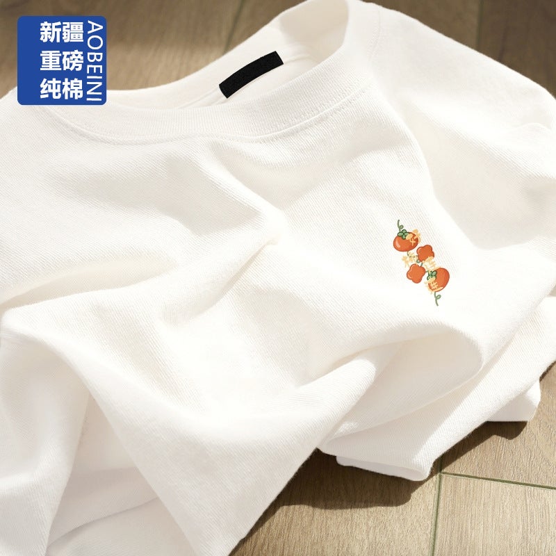 White Short-Sleeved T-Shirt For Women 2024 Slim Large Size Pure Cotton Bottoming Half-Sleeved Top Ins Clothes T-Shirt - Image 4