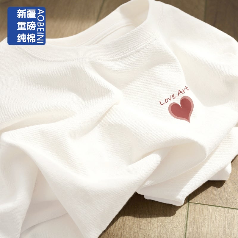 White Short-Sleeved T-Shirt For Women 2024 Slim Large Size Pure Cotton Bottoming Half-Sleeved Top Ins Clothes T-Shirt - Image 1