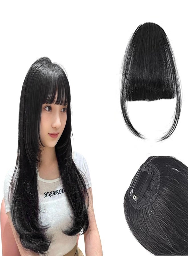 BLUSHIA Clip in Bangs- Synthetic Hair Bangs Clip in Hair Extensions Wispy Bangs Clip On Air Bangs for Women Fringe, Black - Image 1