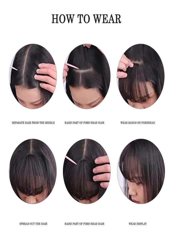 BLUSHIA Clip in Bangs- Synthetic Hair Bangs Clip in Hair Extensions Wispy Bangs Clip On Air Bangs for Women Fringe, Black - Image 3