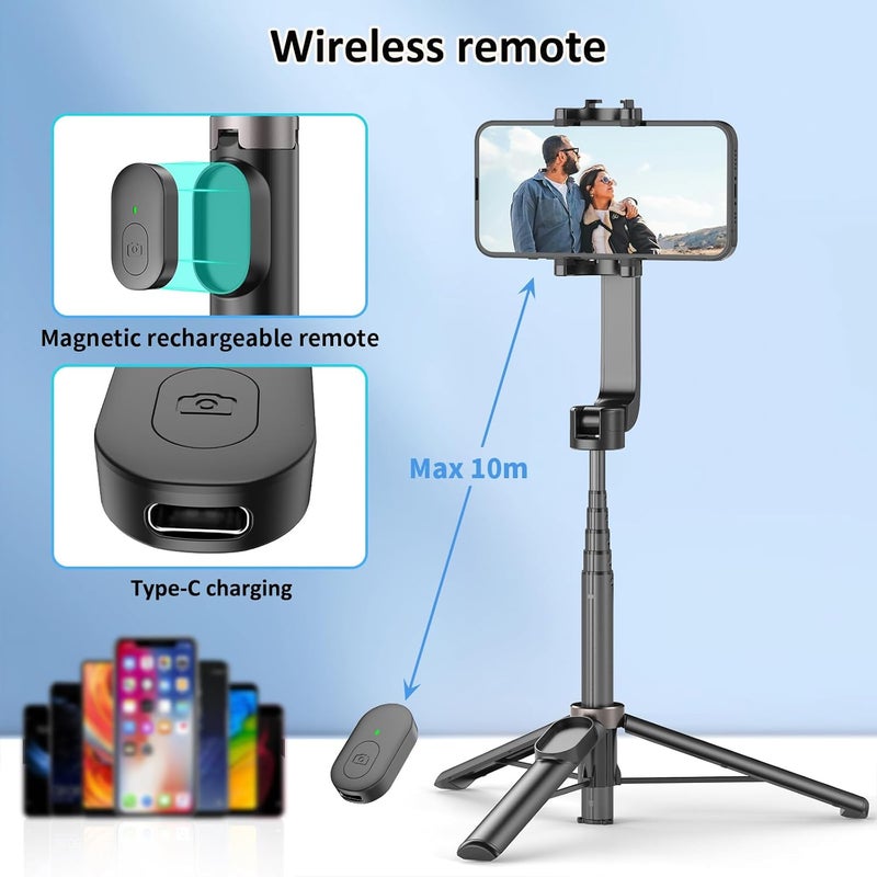 TONEOF Mini Selfie Stick Tripod, Cellphone Tripod Stand with Remote, Phone Tripod Stand Portable for Group Selfie/Live Streaming/Video Recording Compatible with All Smartphone - Image 2